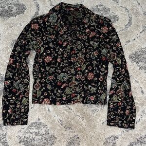 Johnny Was  Heavily Embroidered Floral Button Shirt Blazer Jacket